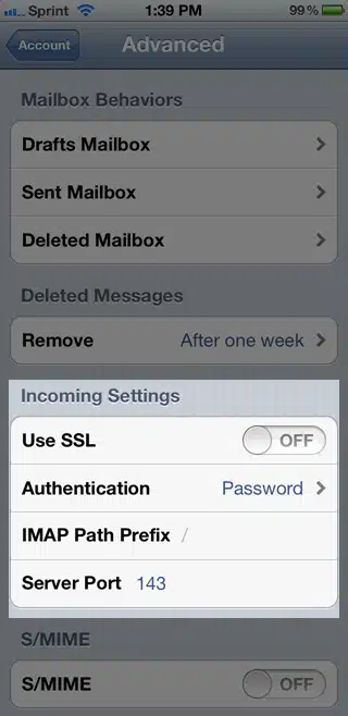 iPhone IMAP Mailbox Setup Instructions