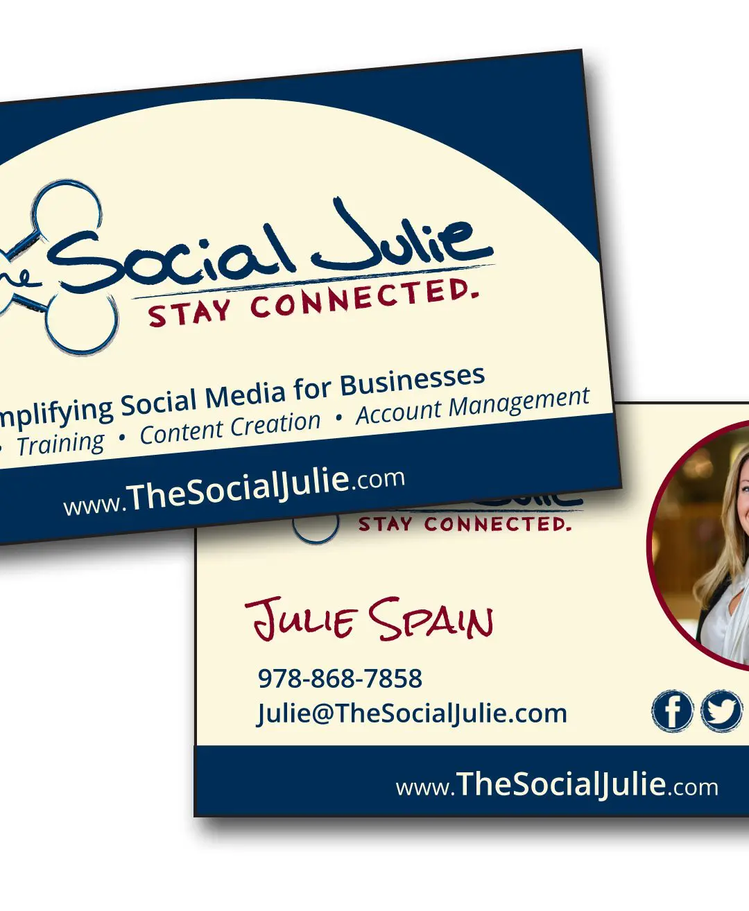 The Social Julie Business Cards and Logo Design
