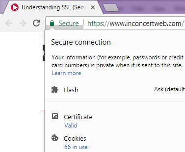 This image is an example of the browser displaying the Secured site notification.