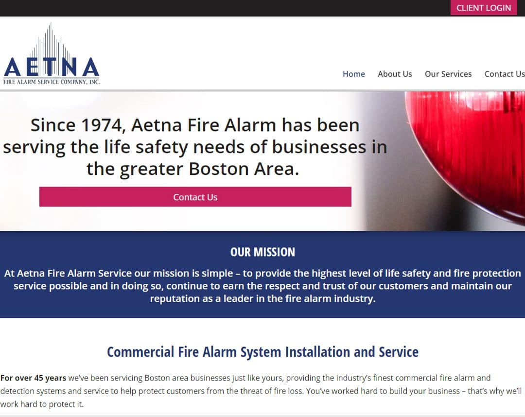 www.aetnafirealarm.com, Web Design by inConcert Web Solutions.