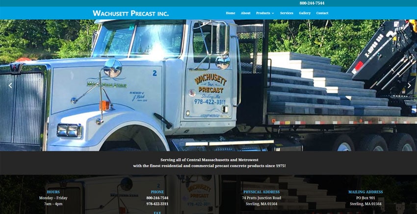 Wachusett Precast, Website Design by inConcert Web Solutions.