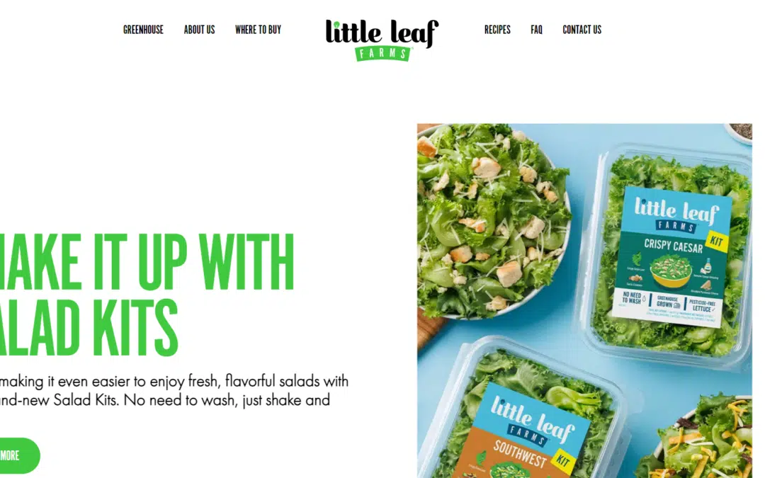 Screenshot of the homepage of Little Leaf Farms